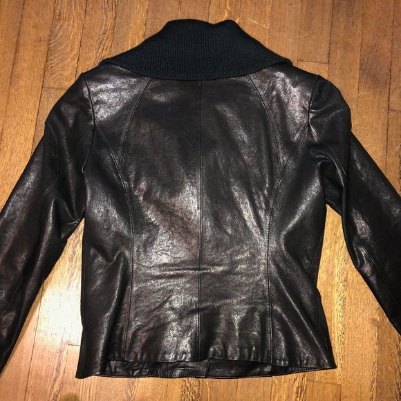 Andrew Marc wool blend collar leather jacket - (s) - Picture 6 of 12